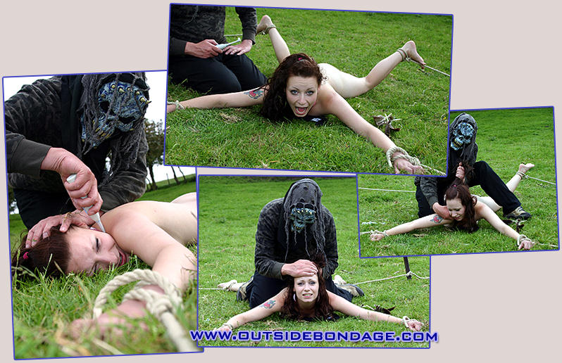 naked women tickled outside, staked out stripped off and tickled untill they piss themself wet fanny pissy pussy outdoor tickling and outdoor bondage